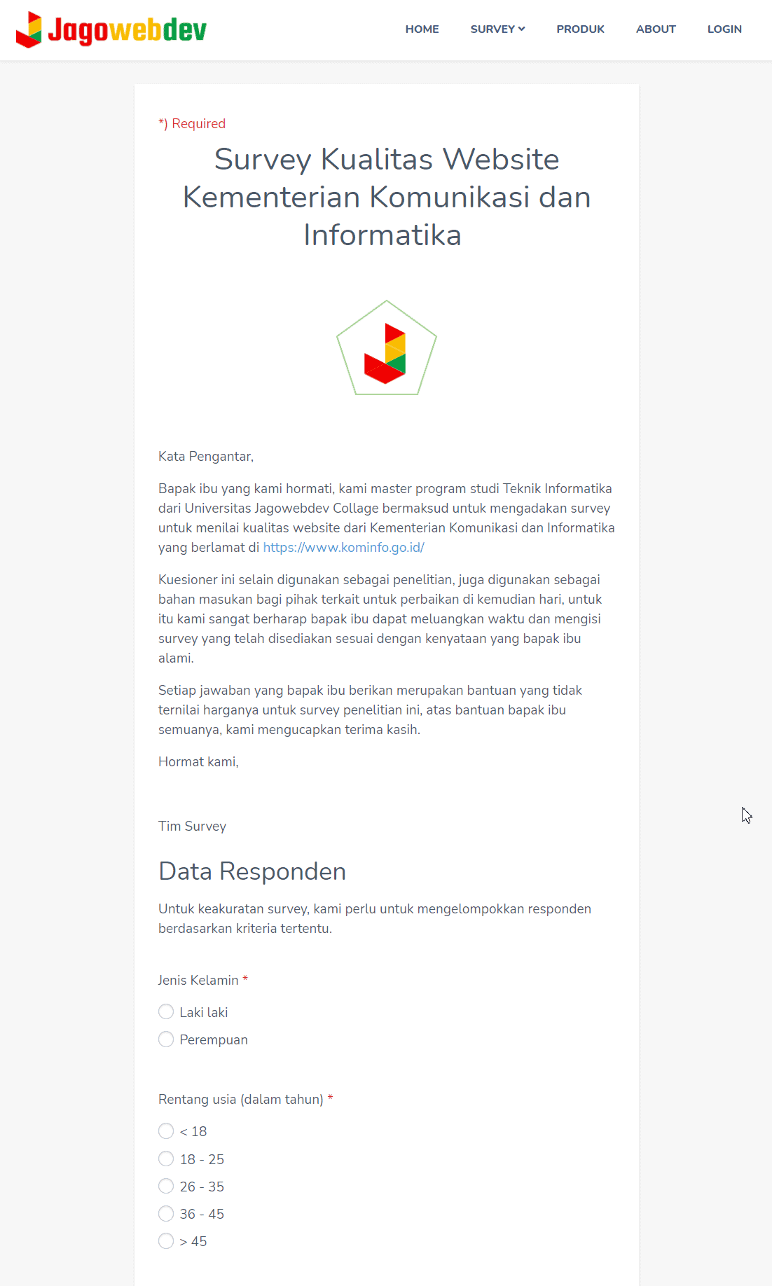 Survey Kualitas Website Kominfo
